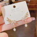 Exquisite Leaves Crystal Flower Stud Earrings Women Zircon Tassel Drop Earrings Layor. 