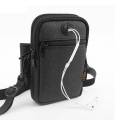 【BestGO】import small mini size cross body sling shoulder waist pouch neck bag mobile cell phone for men male boy Teenager student Korean style designer sport casual fashion Oxford Fabric cloth earphone hole black blue grey. 