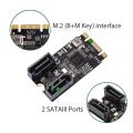 M2 PCIE NVMe SATA6G 2 Port SATA III 6Gb/S M.2 22X42 M Key and B Key Controller Adapter Card JMB582. 
