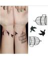 Classic Black Bird Cage Temporary Tattoo Hand Body Waterproof Temporary Tattoo. 