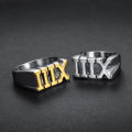 Fashion Jewelry Rings Finger Band Roman Numeral XIII Lucky 13 Stainless Steel Ring for Men Boys Birthday Gift Size 7-15. 