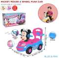 Mickey Mouse 4 Wheel Push Car Kids Push Car For Toddlers, Flashing Light & Music Minnie Mouse Cartoon Character Ride On Car 4 Wheels with Storage Buggy for Children Outdoor Indoor Ride For Baby Boy & Girl. 