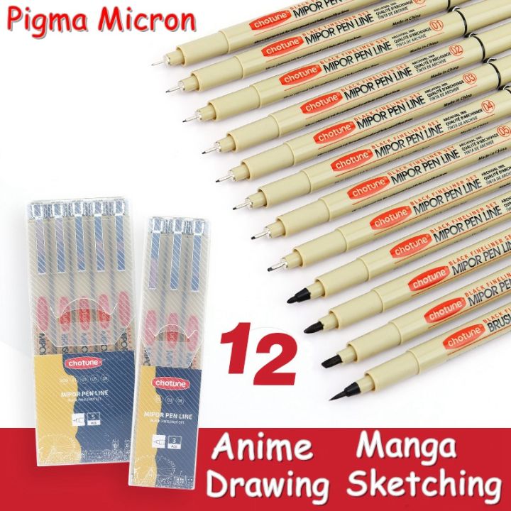 Sakura Pigma Micron Drawing Pens Ar Markers Fineliner Hook Line Needle Pen for Anime Manga Sketch Drawing Sketching Technical