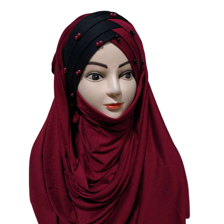 Six D pearl Turkis Hijab Dauble colour  Combination Hijab.