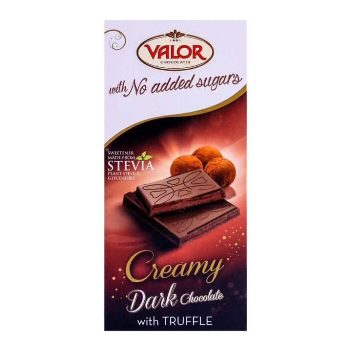 Valor Creamy Dark Chocolate Bar with Truffle, Stevia, Sugar Free 100g