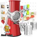 Vegetable Cutter - Manual Tabletop Drum Cheese Grater - 6 in 1 Vegetable Cutter Machine for Potato Onion Carrot Manual Cutting Machine - Drum Grater Manual Vegetable Cutter Slicer Kitchen.. 
