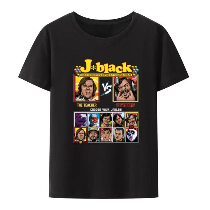 Jack Black School of Rock Vs Tenacious D Print T Shirt Roupas Masculinas Casual Camisetas Mens Women Fashion Hipster Streetwear