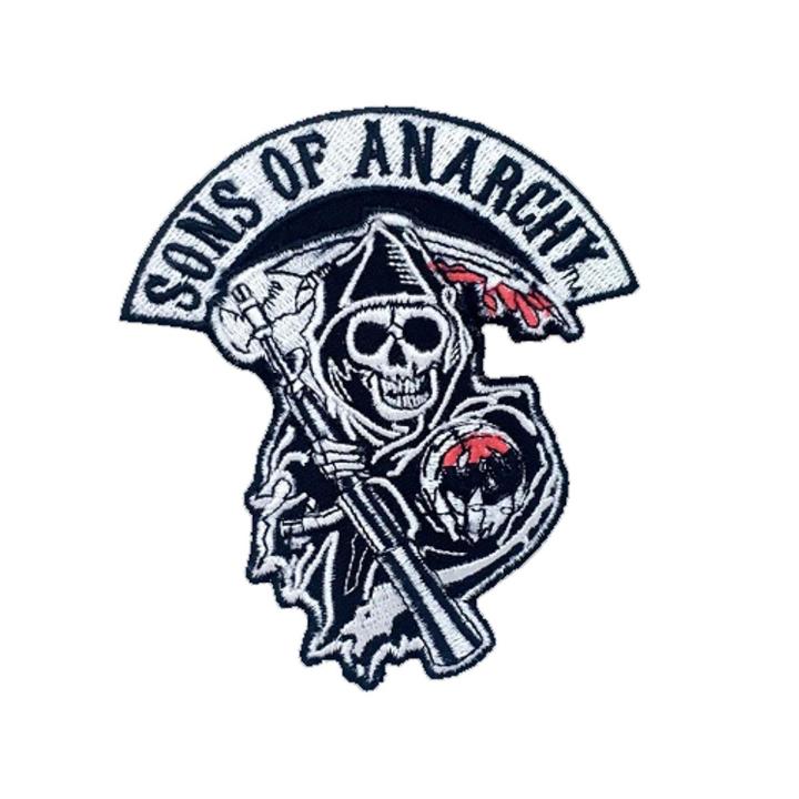 Sons of Anarchy Skull Biker Jacket Embroidery Iron on Sew on Patch kids clothing jeans repair bag cap shirt jacket shoes sports craft badge#1329