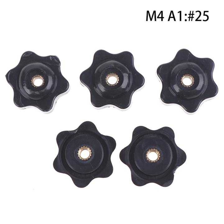 5pcs M4/5/6/8/10 Plum Hand Tighten Nuts Handle Thread Mechanical Black Thumb Nut Encounter