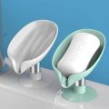 Leaf-Shaped Self-Draining Soap Tray, Soap Box Soap Shelf, Suction Cup Drain New Non-Punching Wall Mounted Soap Holder for Efficient Water Removal And Storage, V-Shaped, Easy to Clean, Perfect for New Year Gift Decoration. 