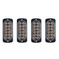 4 Pcs 12-Led Amber Flash Flashing Recovery Strobe Car Emergency Signal Led Orange Grill Breakdown Light Fog Light Beacon. 