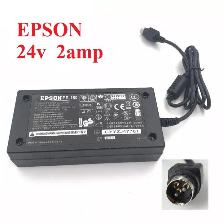 PS-180 Epson PS-180 M159D 24 Volt 2 Amp ,3 Pin DIN Plug AC Power Adapter Power Supply 24V 2A for EPSON T88V T90 T90P U220A U220B U220D U220PA U220PB U220PD U230 U230P
