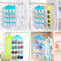 16 Pockets Hanging Pouch Closet Holder Storage Organizer, Multi layer Hanging Storage Bag Case Organizer Pouch for Socks, Pants, Underwear, Small Items etc. 