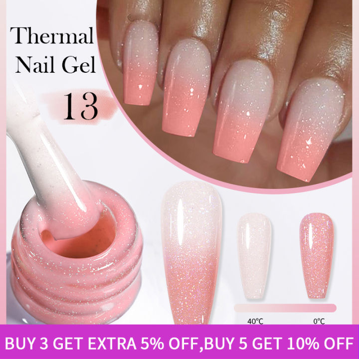 BORN PRETTY Glitter Thermal Gel Nail Polish 3 Colors Temperature Color Changing Autumn Winter Nails Semi-permanent Soak Off Nai