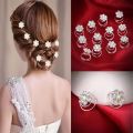 12pcs Wedding Bridal Hair Clips Crystal Pearl Flower Spiral Twist Hair Pins Clips for Women Bride Wedding Hair Accessories. 