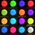 Full Moon Lamp, LED Lunar Night Light Remote Control Table Lamp Dimmable Brightness 16 Main Colors, 4 Light Conversion Modes with USB Charging Moonlight Gift with Wooden Holder. 
