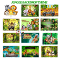 JUNGLE Fancy Backdrop  JUNGLE Theme Fancy Panaflex ANIMAL Birthday Party Banner Code 11. 