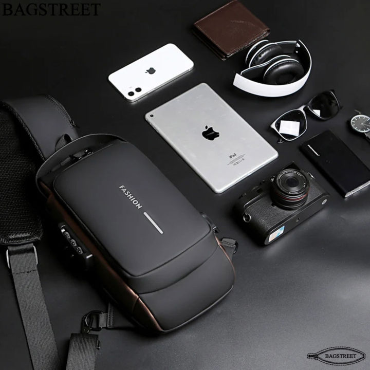 BAGSTREET%20Fashion%20Sling%20Bag%20With%20Combination%20Lock,%20USB%20Charging%20Port,%20Water%20Proof,%20Anti%20Scratch%20Shoulder%20Bag,%20Crossbody%20Unisex%20Bag%20Chest%20Bag%20-%20Black%20-%20Image%206