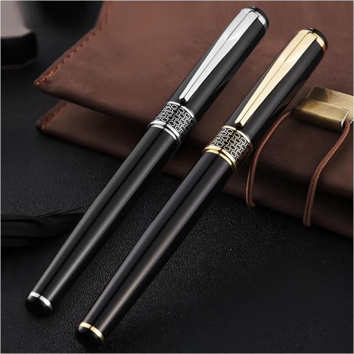 Office Black Chrome Metal Pen Metal Black Ink Fancy Pen Heavy Weighted Ballpoint Pen Family