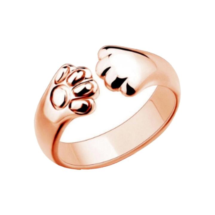 Women Ring Animal Foot Print Adjustable Electroplated Ring