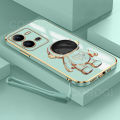 COROGI for Vivo V25 5G / Vivo V25e Back Cover with Lanyard + Astronaut Hidden Stand Luxury 6D Plating Shiny Cartoon Cases Soft Silicone Bracket Phone Case. 