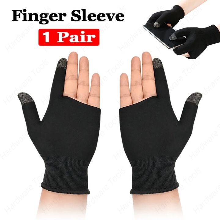 Two Finger Full Hand Pubg Thumb Gloves Pair Finger Sleeves For Pubg Free Fire - Pubg Gloves Full Hand Thumb Gaming Gloves Full Sleeves - Anti Sweat Breathable Finger Gloves For PUBG - Gaming Thumb Gloves For Mobile - Free Size - Full Hand Gloves For Pubg