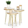 1 Pcs / Set of 3 Round Coffee Table HIGH Gloss Nesting End Tables - Round Wood Stacking Coffee Side Accent Tables with Metal Legs for Living Room, Home Office, Nightstands for Bedroom, Sturdy Easy Assembly - 3 Piece Nesting Table set for living Room. 