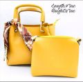 Girls and Ladies Soft Shoulder Handbag with Mini Side Pouch and Long Strap 7 x 7.5 x 3.5 Inch. 