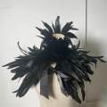 Feather Shrug Shawl Poncho Capelet Maleficent Neck Cover Black Feather Shawl. 