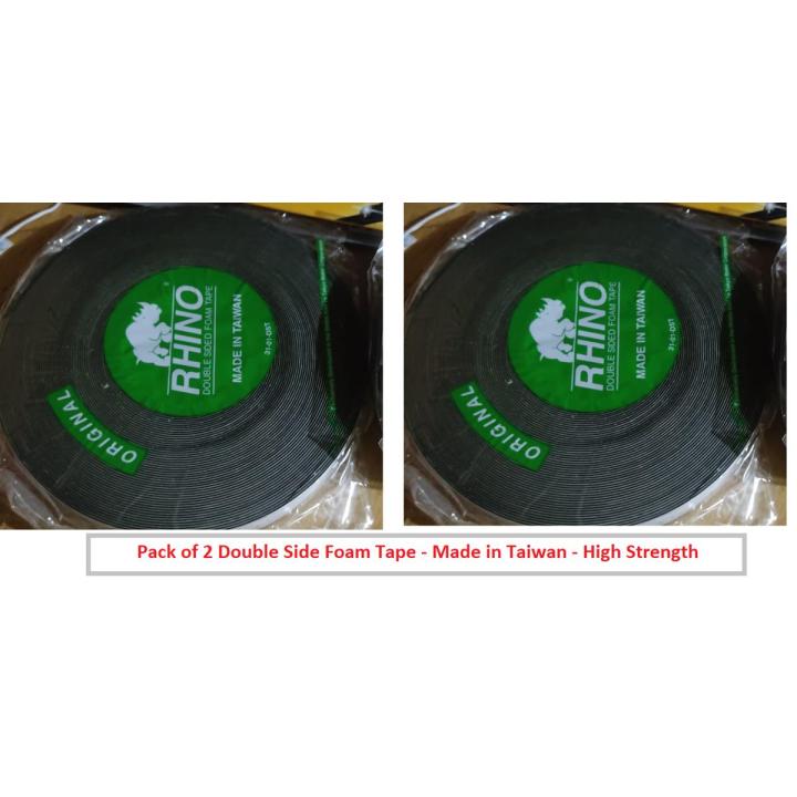 Super Strong Faced Powerful Adhesive Foam Paper Double Sided Tape 1 Inch | RIHNO Taiwan | 100 Foot | Pack of 2