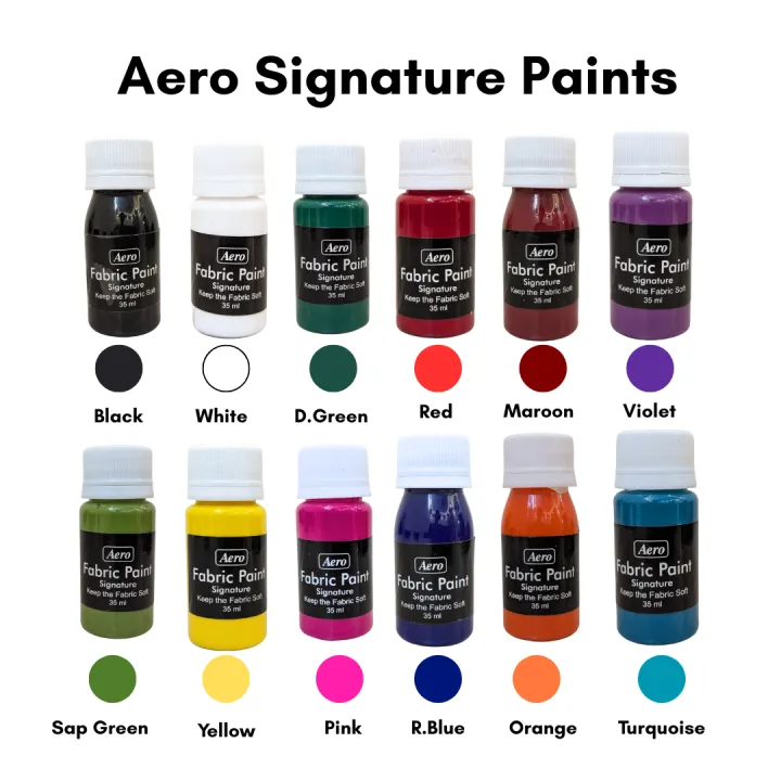 AERO Signature Fabric Paint – Matte Finish | 35ml Textile Color for ...