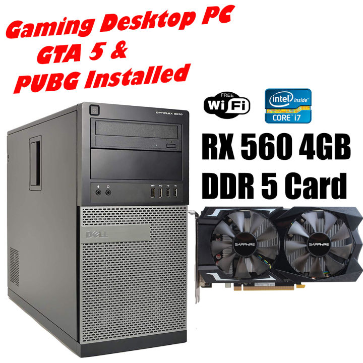 9010 Tower Gaming PC Core i7  8GB RAM 1TB Hard RX 560 4GB DDR5 Graphics Card Keyboard-Mouse- GTA 5 & PUBG Games Installed
