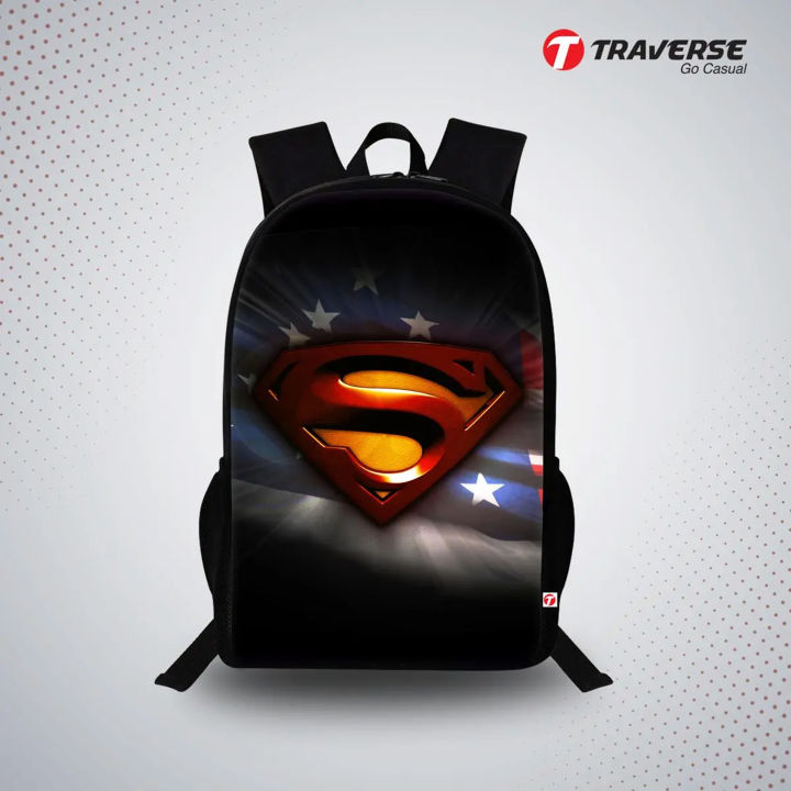 Traverse  Superman theme Digitally Printed Backpack for boys & girls. Large bag with dual compartments Bags hand bag for girls bags for girls