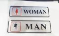 (1 or 2 Set) MAN WOMAN Name Plate - Imported Self-Adhesive Aluminum Sign Plate (7 x 2 inch). 