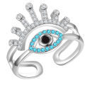Simple Dainty Stackable Gold Plated Ring Blue Lucky Eye Protection Jewelry Evil Eye Greek Eye Adjustable Joint Rings Accessories. 