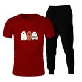 TRENDY WE BARE BEARS design printed Tracksuit for girls/women  half Sleeves T-Shirt & Trouser T gym wear Tshirt soft and comfortable summer wear track suit round neck comfy fabric  Teeshirt  for Summer Collection Elegant Trendy Wear. 