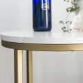 White Coffee Table  X  Serving Table With Wooden  Marble sheet Top  & Metal Base. 