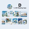Panda Online Start a Journey Series PET Masking Tapes Waterproof Transparent Tapes Decorative Sticky Paper Tape for Journals Diary DIY Crafts Gift Wrapping. 