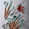 12 Pcs Silicone Cooking Utensils Kitchen Utensil Set Random Colors - Heat Resistant Non-Toxic BPA Wooden Handles Kitchen Gadgets Tools Set for Nonstick Cookware Best Quality. 