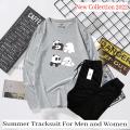 Grey Cartoon Printed Summer Tracksuit T-Shirt and Trouser For Girls and Women. 