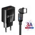 18W Fast Phone Charger 180° Rotate Type-C USB Cable For Huawei Y8P Y7A Y9A P Smart 2021 Nova 5T Honor 30 20 10 USB Type-c Cable. 