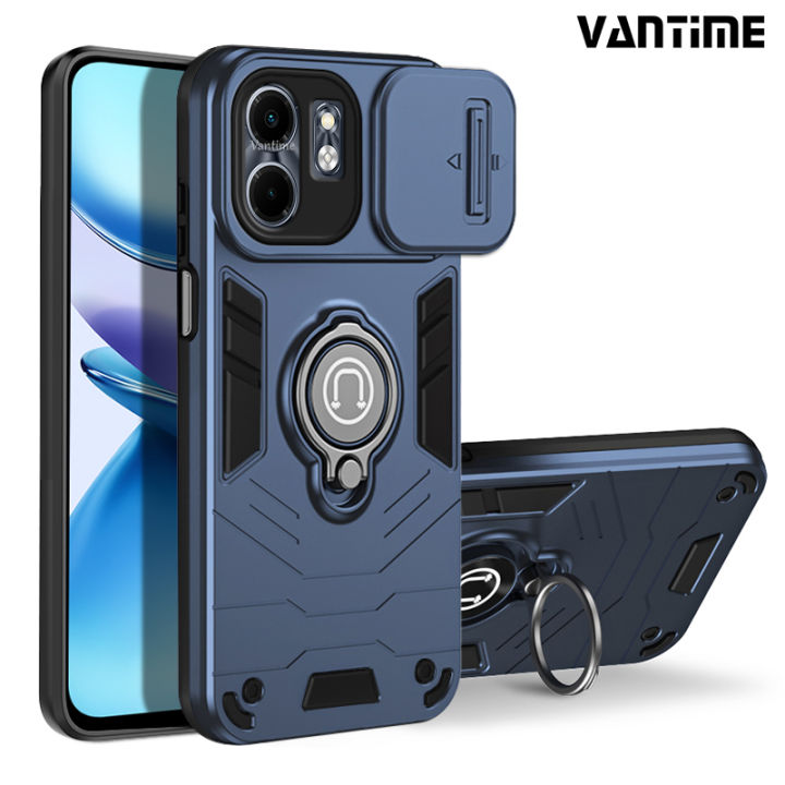Vantime for Infinix HOT 50i / Smart 9 HD Tough Armor Case with Stand & Slide Camera Cover Shockproof Hard Back Casing