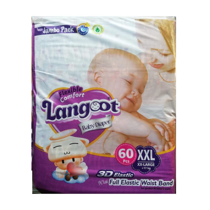 Langoot Baby Diaper Size 6No XXL +17kg (60-Pcs Pack)