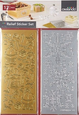 Fine quality " Crelando: 12 different sheet relief sticker set for crafting