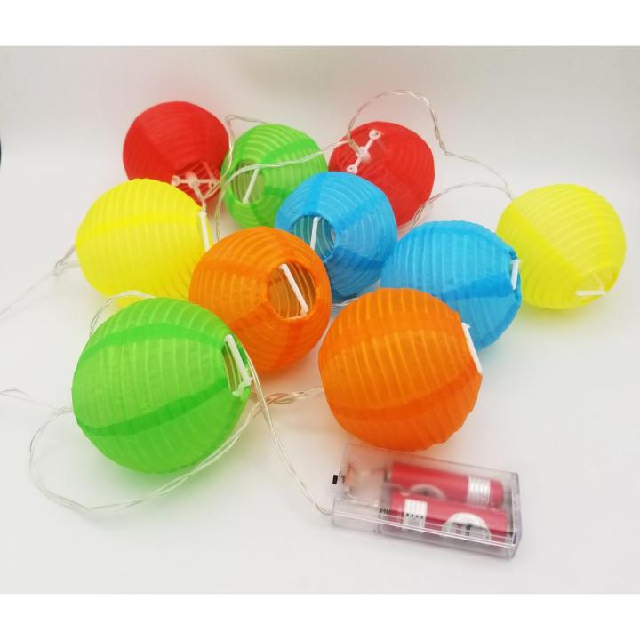 MULTICOLOR PAPER LANTERN FAIRY LIGHT ( 10 PAPER LANTERN BALLS BATTERY OPERATED FAIRY LIGHT )