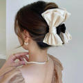 large size Black Double-sided Bow Clip Fashion Bow clip Satin surface Shark claws black Double sided Bow tie hair clip for Hair. 
