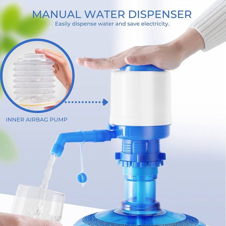 Manual Water Pump Dispenser For 19 liter Water Cans Large - Blue & White( large size)