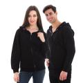 Plain Black Zip-Up Hoodie. 