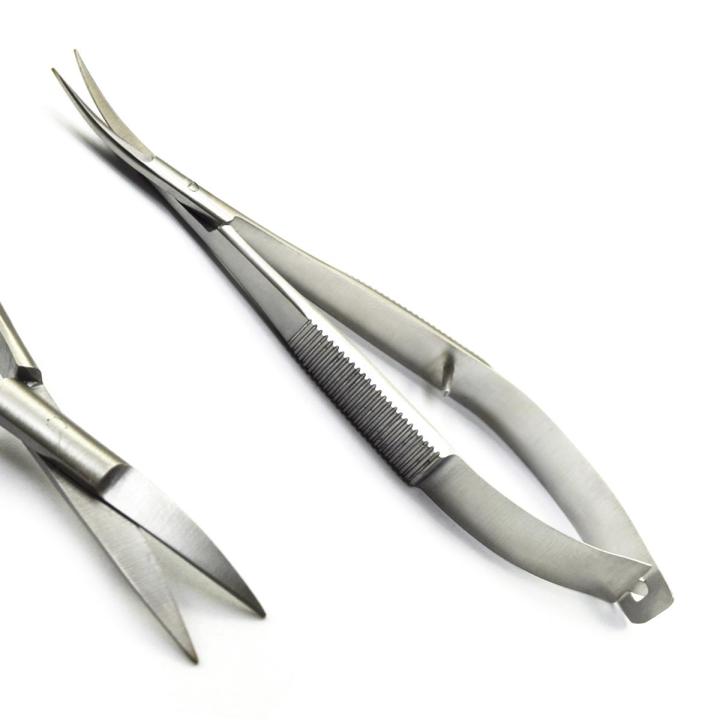 High Quality Professional Stainless Steel Surgical Micro Iris Noyes Scissor Spring Curved 11.5cm Sharp/Blunt Blades Lab