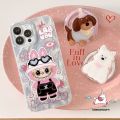 Trendy Brand Cartoon Funny LABUBU Couples Case Compatible for IPhone 16 14 13 15 11 12 Pro Max XR X 7Plus XS MAX 16 15 7 14 8 Plus SE 2020 Cute Labubu Luxury Feather Yarn Soft Case. 